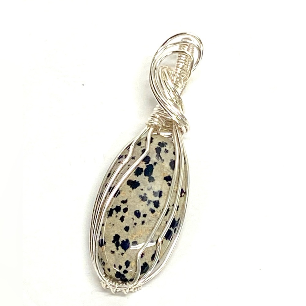 HANDMADE Dalmatian Jasper Hand Wrapped Statement Pendant, Artisan Jewelry